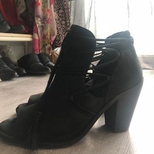 Peep toe ankle booties